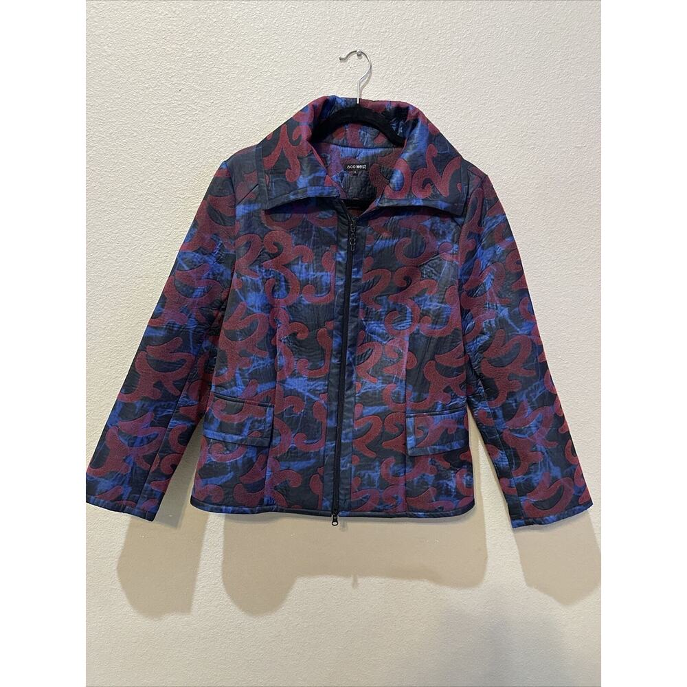 600 West L Puzzled Convertible Snap Collar Blazer Jacket‎ Coat Lined Stable HTF